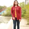 Elegant Maroon Crochet Cardigan for Women - Image 4