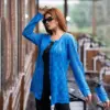 Sky Blue Diamond Knit Cardigan - Image 4