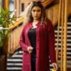 Maroon Long Knit Cardigan - Image 5