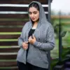 Classic Grey Knitted Hoodie Cardigan - Image 4
