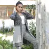 Women’s Stylish Grey Printed Knit Cardigan - Image 2