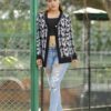 Women’s Black & White Printed Knit Cardigan - Image 3