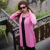 Women’s Long Pink Knit Cardigan - Image 4