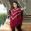 Women's Premium Maroon Chevron Poncho