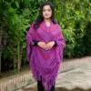 Women's Violet Chevron Fringe Poncho - Image 2