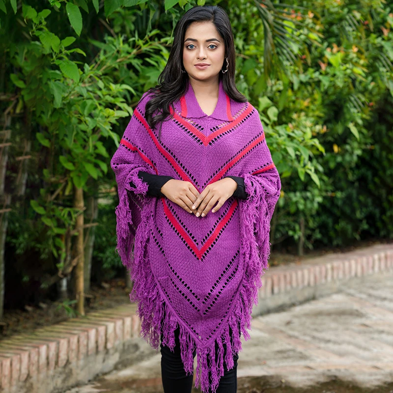 Women’s Elegant Knitted Winter Poncho – Premium Edition