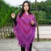 Women's Violet Chevron Fringe Poncho - Image 3