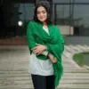 Women's Elegant Green Crochet Shawl - Image 2