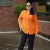 Bright Orange Knit Cardigan for Women