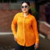Bright Orange Knit Cardigan for Women - Image 4