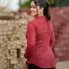 Elegant Maroon Knit Cardigan for Women - Image 3