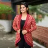 Stylish Maroon Knit Blazer for Women - Image 3