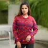 Classic Red & Blue Winter Knit Shirt for Women - Image 2