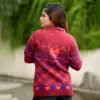 Classic Red & Blue Winter Knit Shirt for Women - Image 4