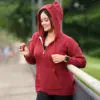 Elegant Maroon Winter Knit Hoodie for Women