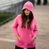 Trendy Pink Winter Knit Hoodie for Women