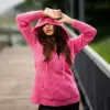 Trendy Pink Winter Knit Hoodie for Women - Image 2