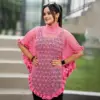 Elegant Pink Knit Poncho for Women