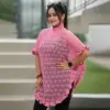 Elegant Pink Knit Poncho for Women - Image 2