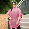 Elegant Pink Knit Poncho for Women - Image 4