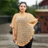 Elegant Beige Knit Poncho for Women - Image 4