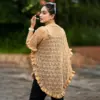 Elegant Beige Knit Poncho for Women - Image 5