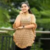 Elegant Beige Knit Poncho for Women - Image 2