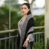 Elegant Black & Grey Winter Knit Shawl for Women - Image 5