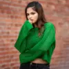 Trendy Green Crochet Knit Top for Women