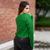 Trendy Green Crochet Knit Top for Women - Image 2