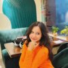 Bright Orange Knit Cardigan for Women - Image 2