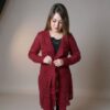 Women’s Premium Long Maroon Knit Cardigan - Image 6