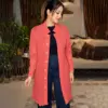 Stylish Coral Long Knitted Cardigan - Image 2