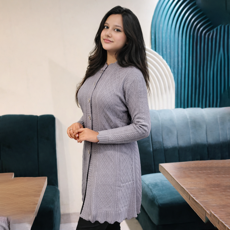 Grey Grace Winter Cardigan – Dhaka Smart