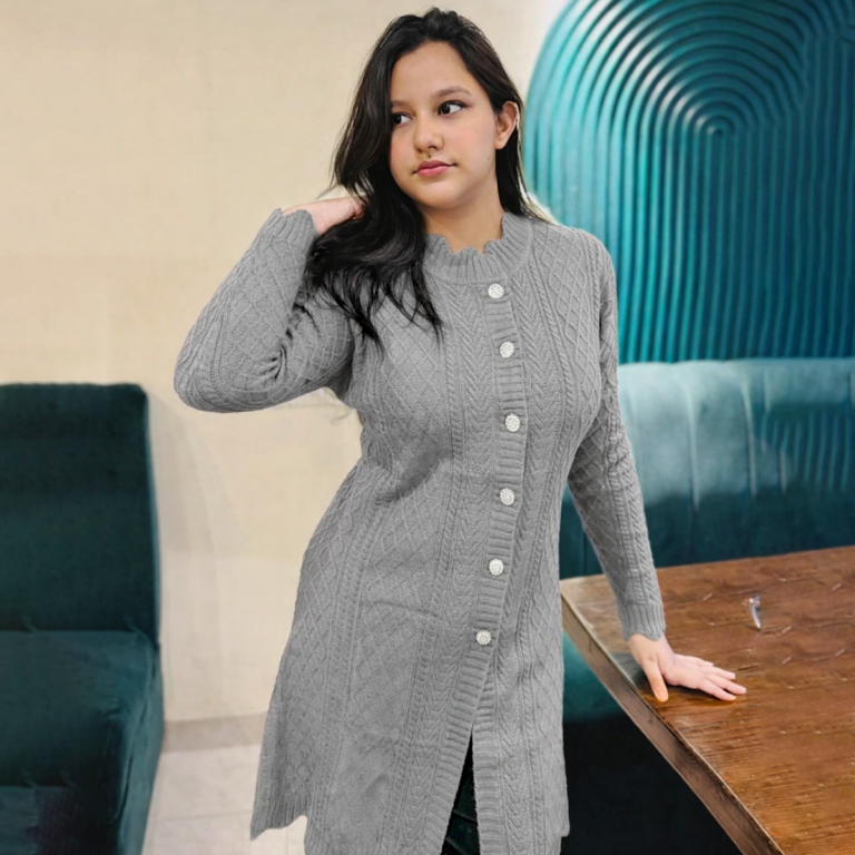 Grey Grace Winter Cardigan – Dhaka Smart
